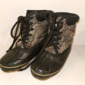Game Winner Boys Hunting Boots Black Brown Camo Thrm Lace Up Youth 11